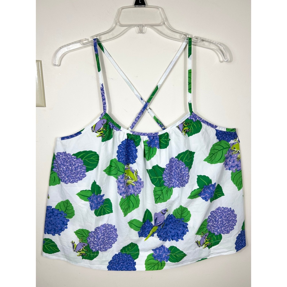 Anthropologie Printfresh Hydrangea Hideaway Cami Sz 2X Organic Cotton Pajama Top